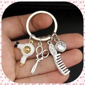 Hairdresser/Stylist Beauty WHITE With Jewel Keychain Absolutely a Perfect Gift